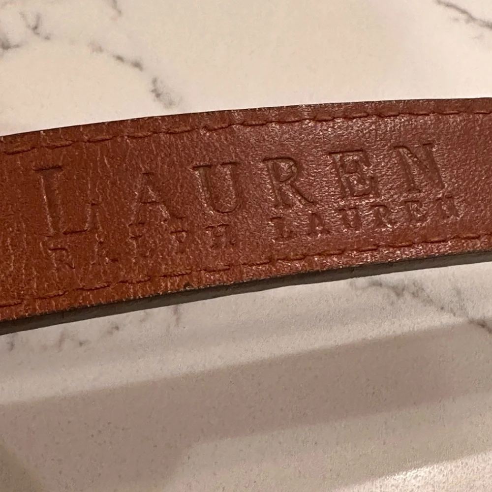 Vintage Lauren Ralph Lauren Brown Leather Belt Womens L Silver Buckle Logo